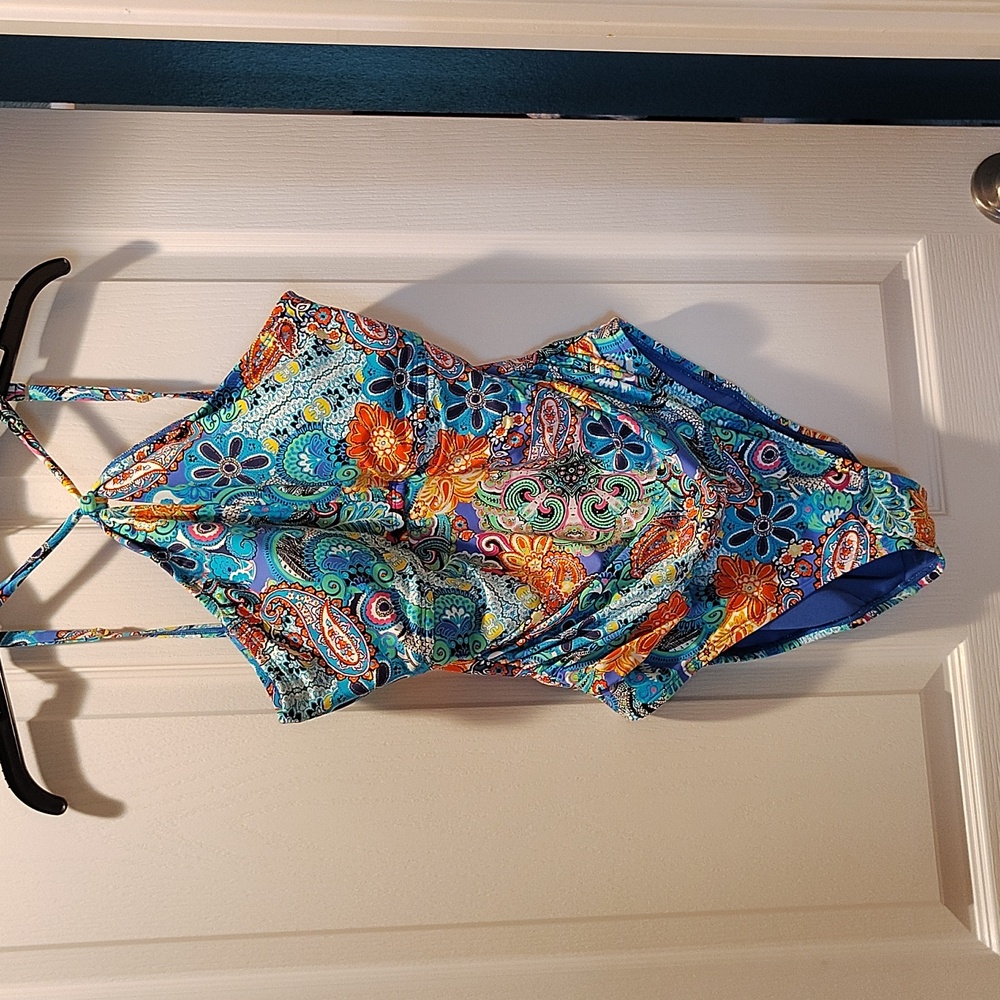 Bleu Rod Beattie Vibrant Paisley  One Piece Halter Swimsuit